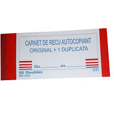 CARNET DE RECU AUTOCOPIANT
